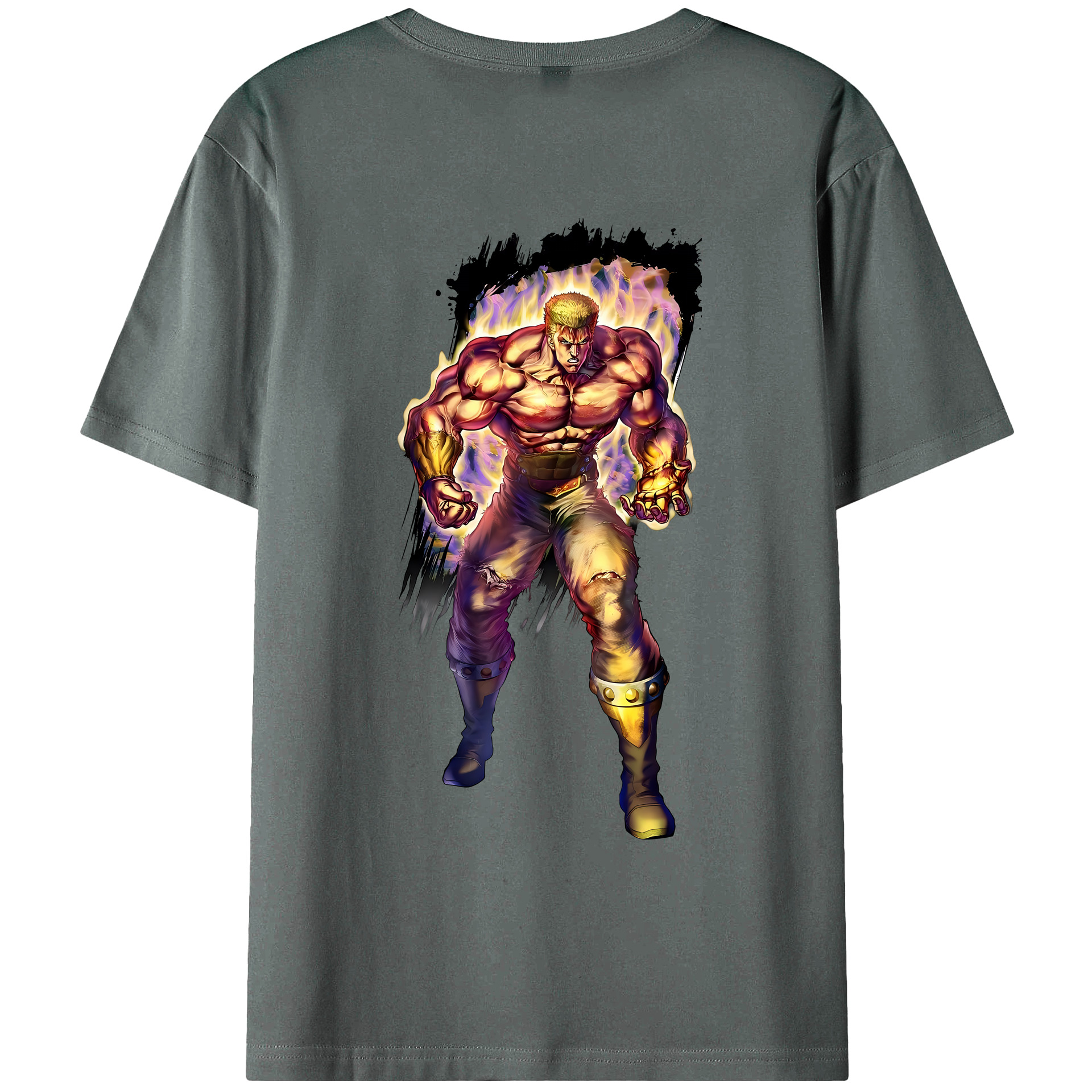 （画像用） 北斗の拳 Fist of the North Star 綿100％ メンズ半袖Tシャツ（バックプリント） 通気性